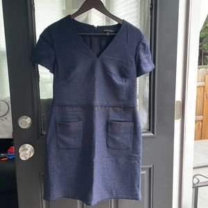 Gently used banana republic navy wool dress with ribbon detail and pockets 6P